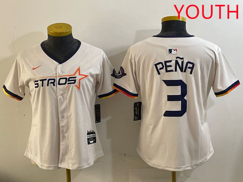 Youth Houston Astros 3 Pena Cream Three generations Joint Name 2025 Nike MLB Jersey style 11